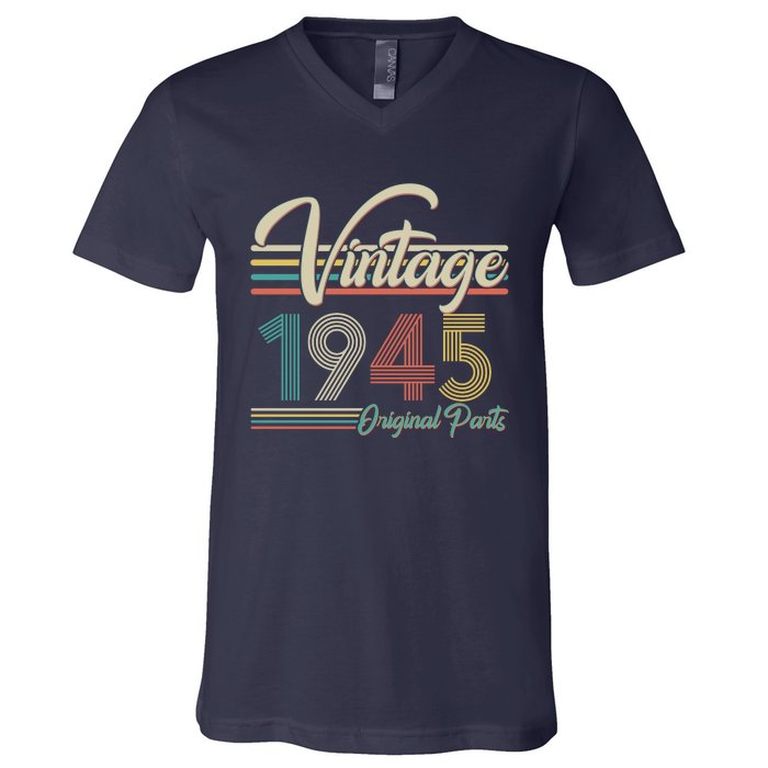 Vintage Original Parts 1945 80th Birthday V-Neck T-Shirt