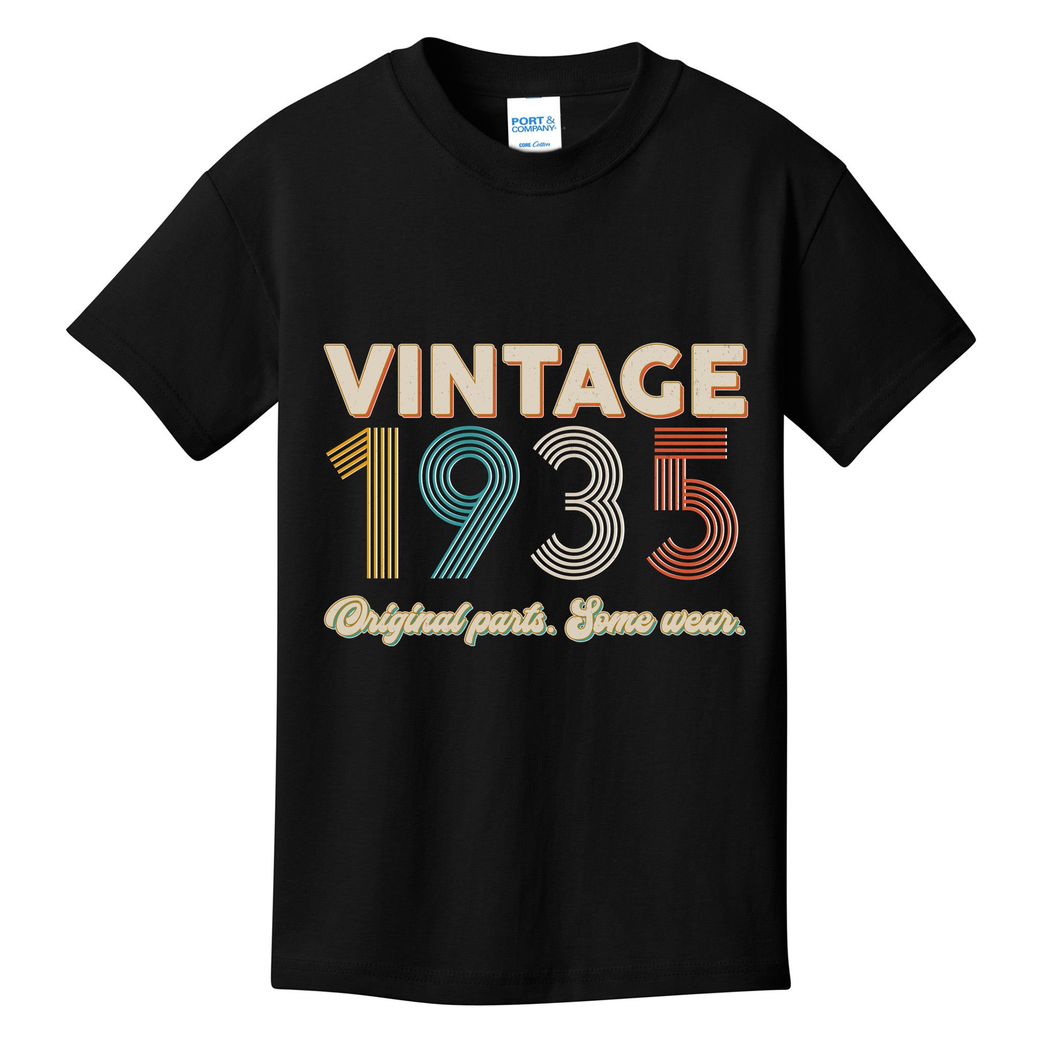 Vintage Original Parts Some Wear 1935 90th Birthday Kids T-Shirt