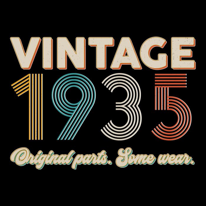 Vintage Original Parts Some Wear 1935 90th Birthday Kids T-Shirt