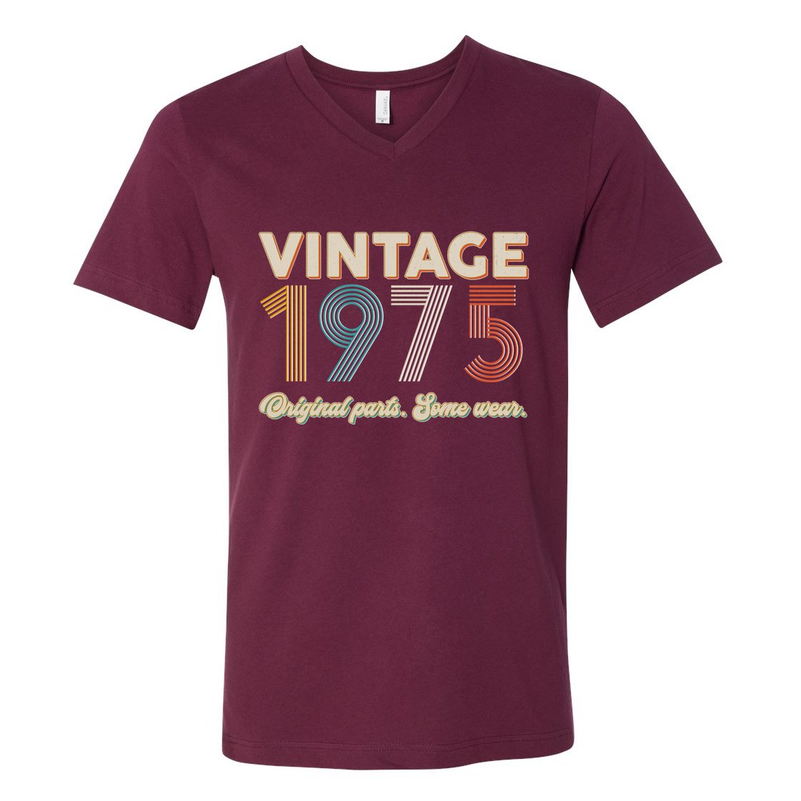 Vintage Original Parts Some Wear 1975 50th Birthday V-Neck T-Shirt