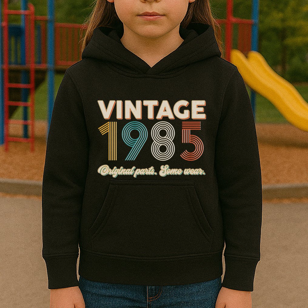 Vintage Original Parts Some Wear 1985 40th Birthday Kids Hoodie
