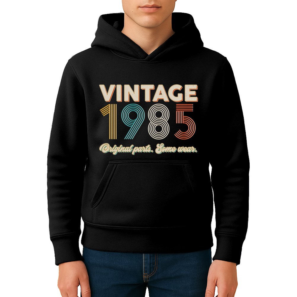 Vintage Original Parts Some Wear 1985 40th Birthday Kids Hoodie
