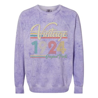 Vintage Original Parts 1924 100th Birthday Colorblast Crewneck Sweatshirt