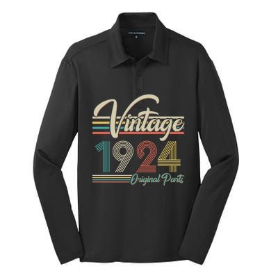 Vintage Original Parts 1924 100th Birthday Silk Touch Performance Long Sleeve Polo