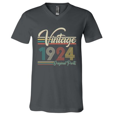 Vintage Original Parts 1924 100th Birthday V-Neck T-Shirt