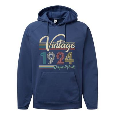 Vintage Original Parts 1924 100th Birthday Performance Fleece Hoodie