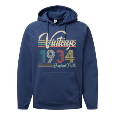 Vintage Original Parts 1934 90th Birthday Performance Fleece Hoodie