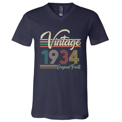 Vintage Original Parts 1934 90th Birthday V-Neck T-Shirt