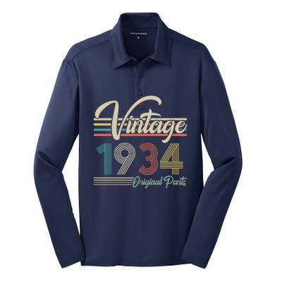 Vintage Original Parts 1934 90th Birthday Silk Touch Performance Long Sleeve Polo