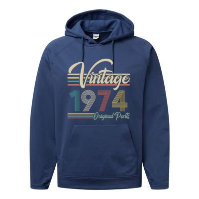 Vintage Original Parts 1974 50th Birthday Performance Fleece Hoodie