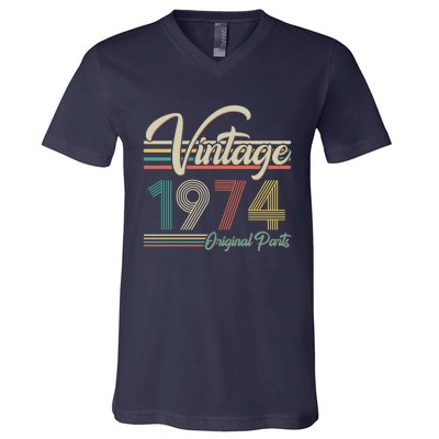 Vintage Original Parts 1974 50th Birthday V-Neck T-Shirt