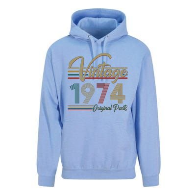 Vintage Original Parts 1974 50th Birthday Unisex Surf Hoodie