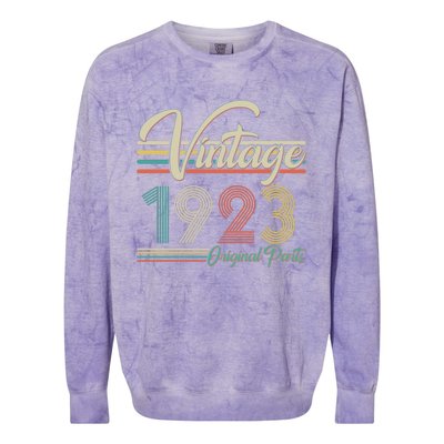 Vintage Original Parts 1923 100th Birthday Colorblast Crewneck Sweatshirt