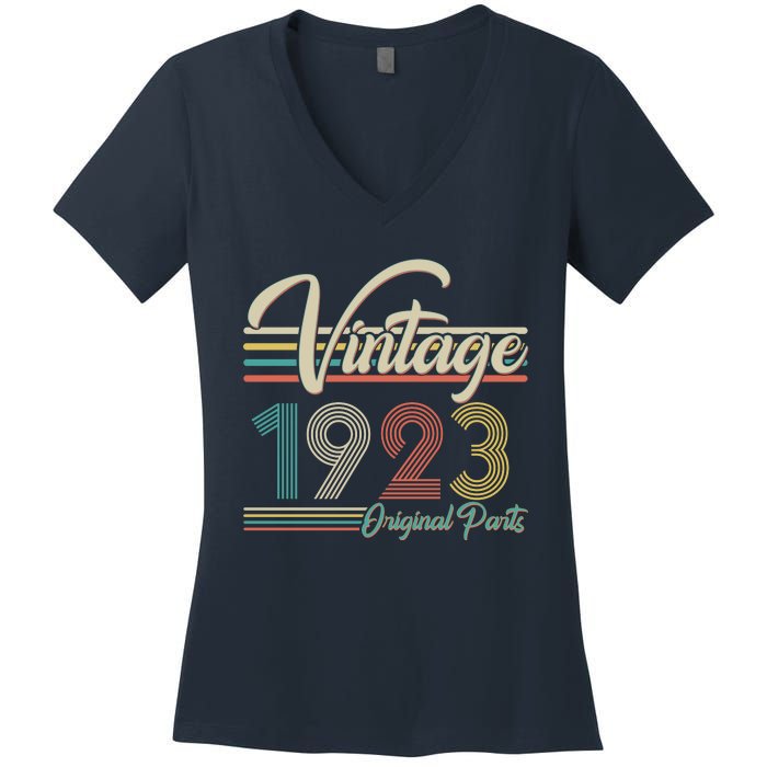 Vintage Original Parts 1923 100th Birthday Women's V-Neck T-Shirt