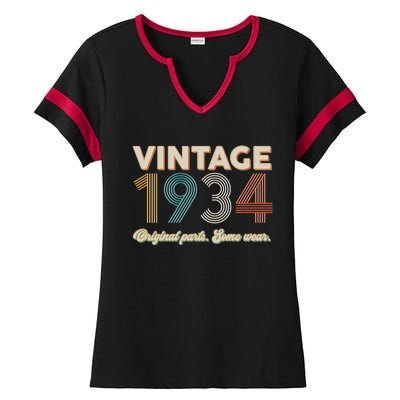 Vintage Original Parts Some Wear 1934 90th Birthday Ladies Halftime Notch Neck Tee