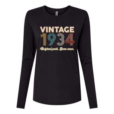 Vintage Original Parts Some Wear 1934 90th Birthday Womens Cotton Relaxed Long Sleeve T-Shirt