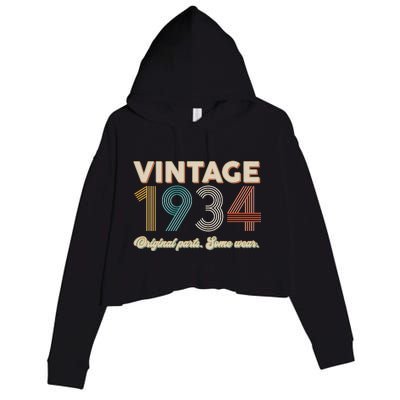 Vintage Original Parts Some Wear 1934 90th Birthday Crop Fleece Hoodie