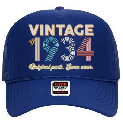 Vintage Original Parts Some Wear 1934 90th Birthday High Crown Mesh Back Trucker Hat