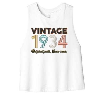 Vintage Original Parts Some Wear 1934 90th Birthday Women's Racerback Cropped Tank