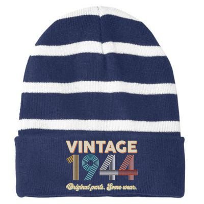 Vintage Original Parts Some Wear 1944 80th Birthday Striped Beanie with Solid Band