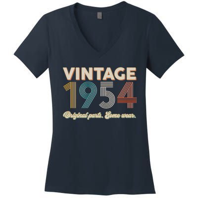 Vintage Original Parts Some Wear 1954 70th Birthday Women's V-Neck T-Shirt