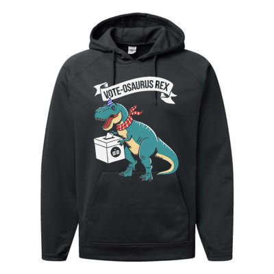 Vote Osaurus Rex Funny Election Dino Performance Fleece Hoodie