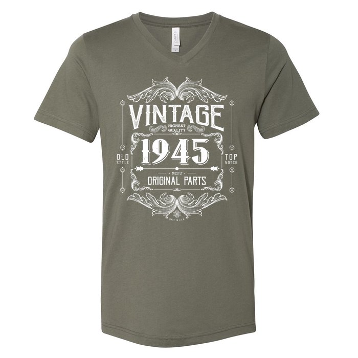 Vintage Old Style Top Notch Mostly Original Parts Whiskey Label 1945 80 V-Neck T-Shirt