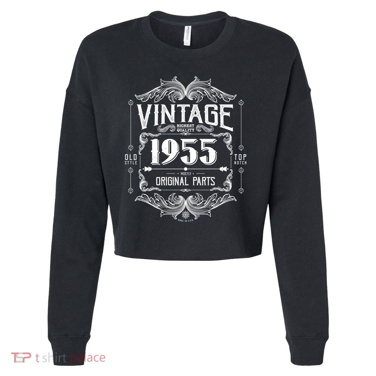 Vintage Old Style Top Notch Mostly Original Parts Whiskey Label 1955 70 Cropped Pullover Crew