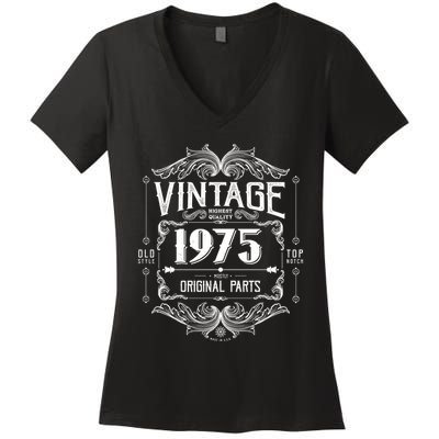 Vintage Old Style Top Notch Mostly Original Parts Whiskey Label 1975 50 Women's V-Neck T-Shirt