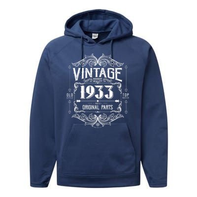 Vintage Old Style Top Notch Mostly Original Parts Whiskey Label 1933 90 Performance Fleece Hoodie