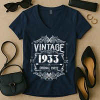 Vintage Old Style Top Notch Mostly Original Parts Whiskey Label 1933 90 Women's V-Neck T-Shirt
