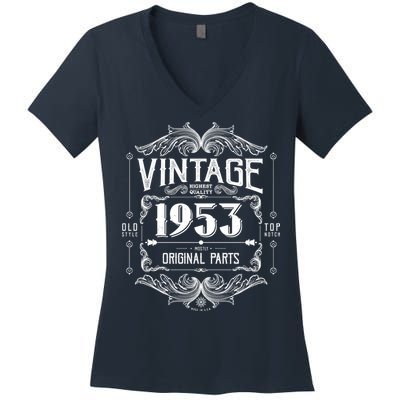 Vintage Old Style Top Notch Mostly Original Parts Whiskey Label 1953 70 Women's V-Neck T-Shirt
