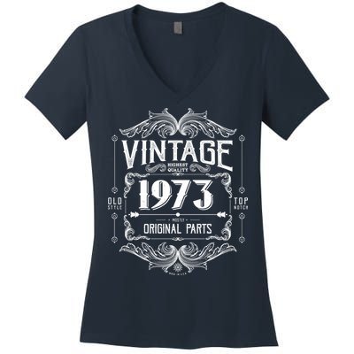 Vintage Old Style Top Notch Mostly Original Parts Whiskey Label 1973 50 Women's V-Neck T-Shirt