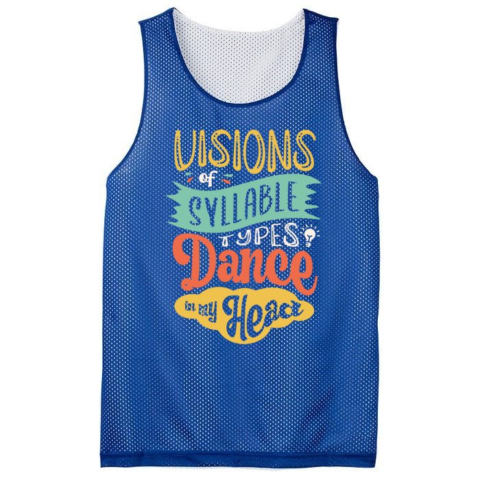 Visions Of Syllable Types Dance In My Head Dyslexia Gift Mesh Reversible Basketball Jersey Tank