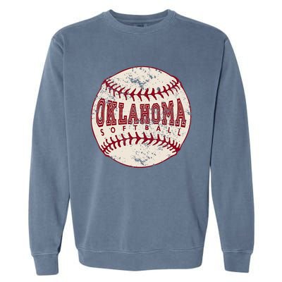 Vintage Oklahoma Softball Ball Garment-Dyed Sweatshirt