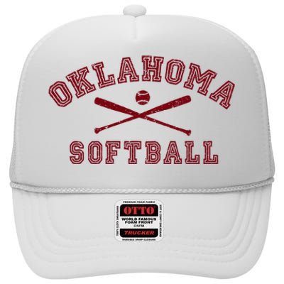 Vintage Oklahoma Softball Gear High Crown Mesh Back Trucker Hat