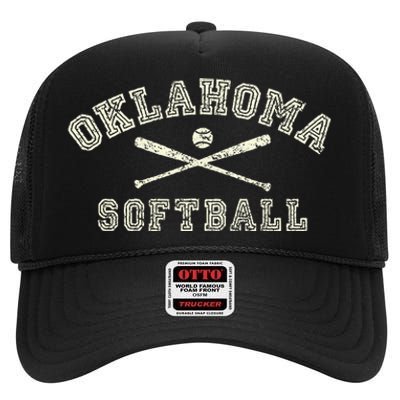 Vintage Oklahoma Softball Gear High Crown Mesh Back Trucker Hat