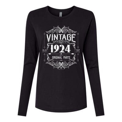 Vintage Old Style Top Notch Mostly Original Parts Whiskey Label 1924 100 Womens Cotton Relaxed Long Sleeve T-Shirt