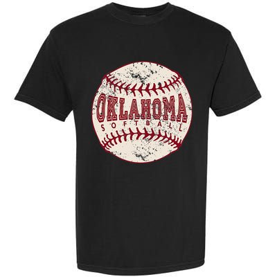 Vintage Oklahoma Softball Ball Garment-Dyed Heavyweight T-Shirt