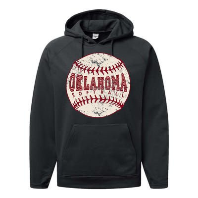 Vintage Oklahoma Softball Ball Performance Fleece Hoodie