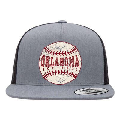 Vintage Oklahoma Softball Ball Flat Bill Trucker Hat