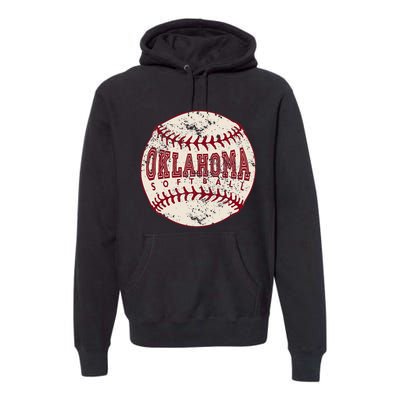 Vintage Oklahoma Softball Ball Premium Hoodie