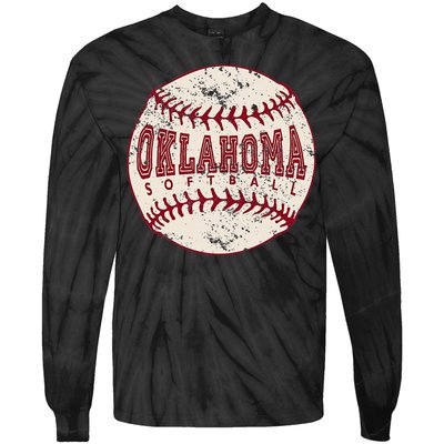 Vintage Oklahoma Softball Ball Tie-Dye Long Sleeve Shirt