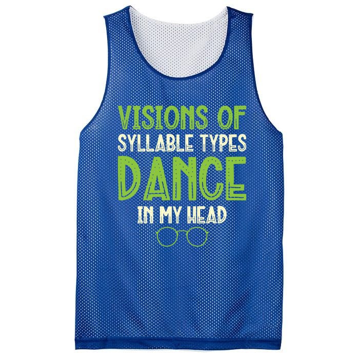 Visions Of Syllable Types Dance In My Head Dyslexia Gift Mesh Reversible Basketball Jersey Tank