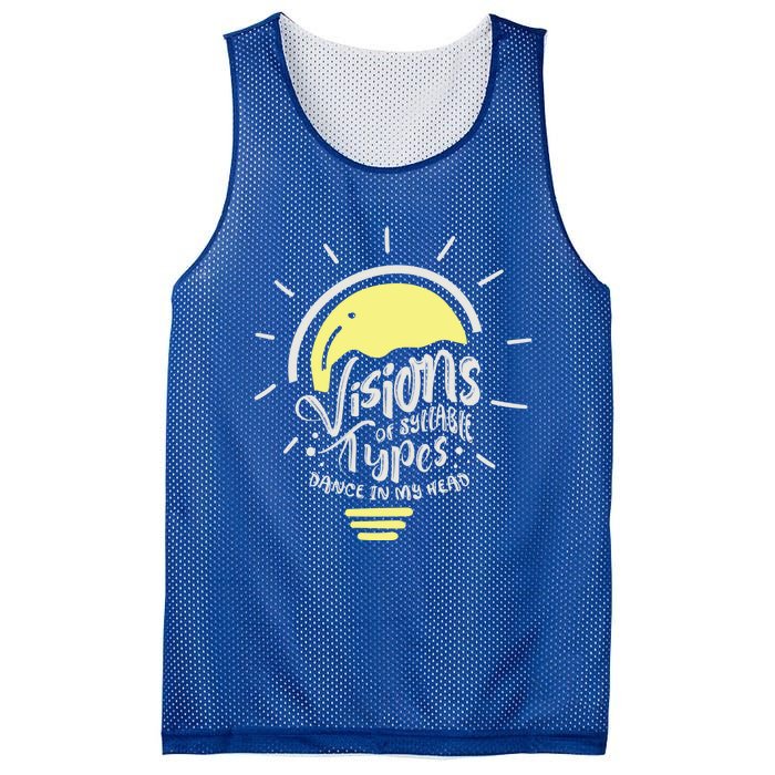 Visions Of Syllable Types Dance In My Head Dyslexia Meaningful Gift Mesh Reversible Basketball Jersey Tank