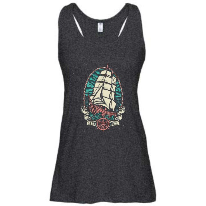 Vintage Old School Pirate Ship Ladies Essential Flowy Tank