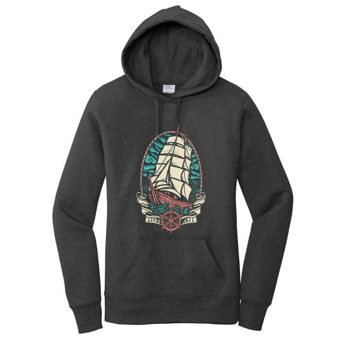 Vintage Old School Pirate Ship Women's Pullover Hoodie