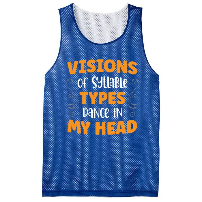 Visions Of Syllable Types Dance In My Head Dyslexia Great Gift Mesh Reversible Basketball Jersey Tank