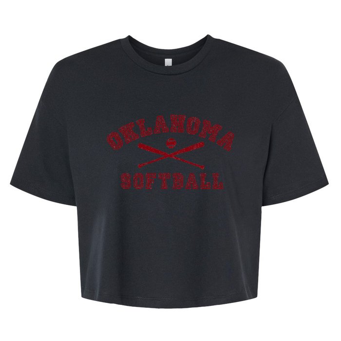 Vintage Oklahoma Softball Gear Bella+Canvas Jersey Crop Tee