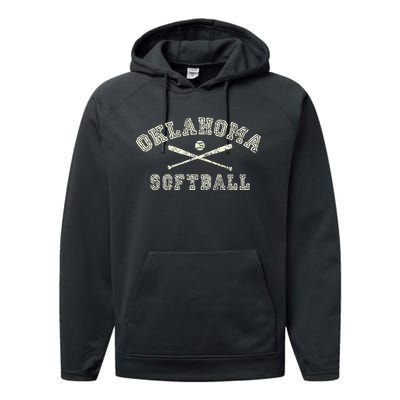 Vintage Oklahoma Softball Gear Performance Fleece Hoodie